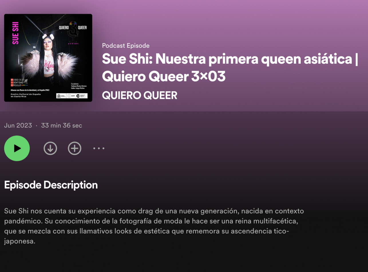 Podcast "Quiero Queer", Sue Shi sebagai tamu yang mewakili ratu drag generasi muda berbagi pengalamannya